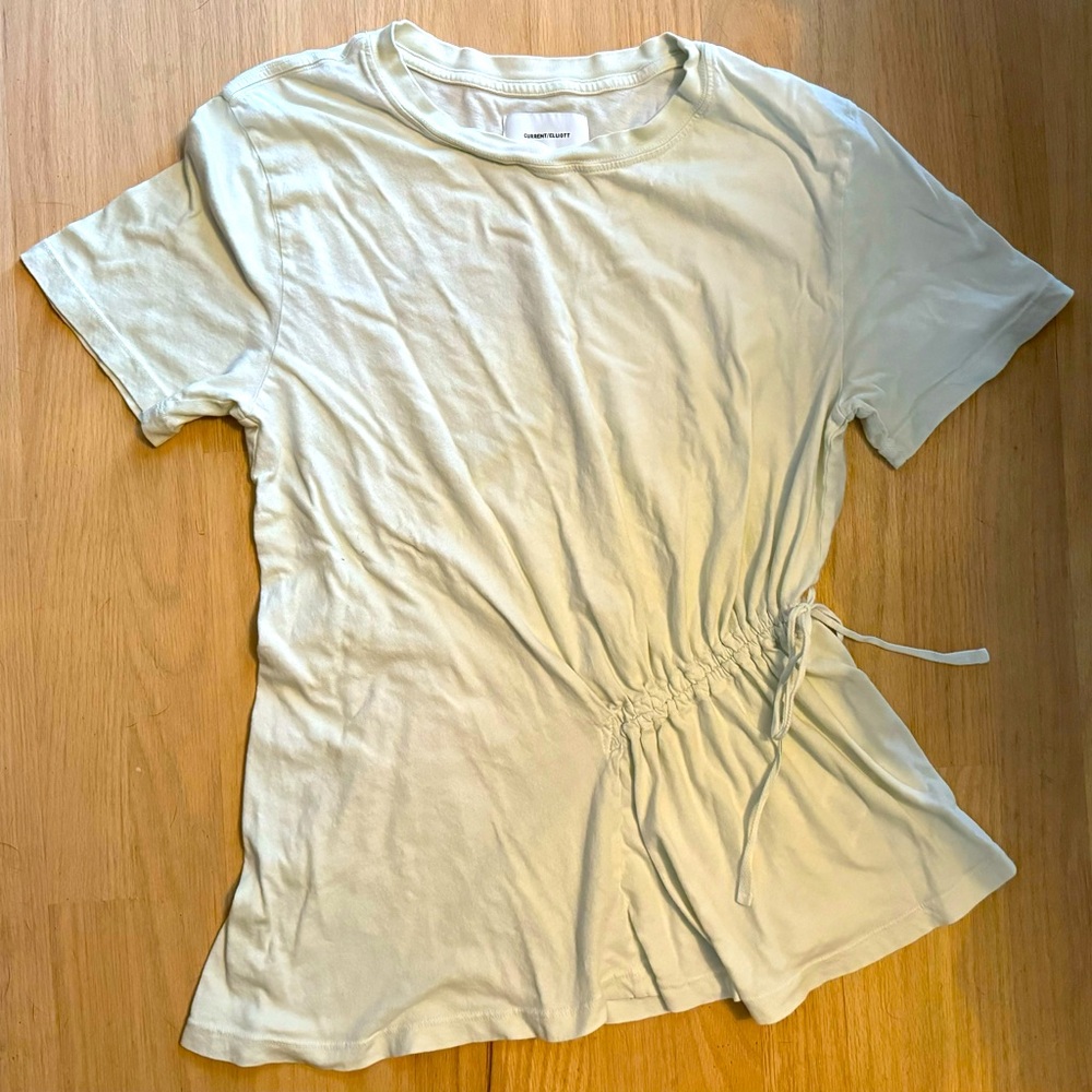 Current Elliott The Poppy Tee Mint Green Shirt T-Shirt Drawstring Tie Top 2